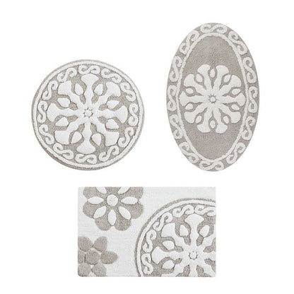 Casablanca Medallion Cotton Tufted Bath Rug - Taupe Medallion Bath Rugs - Quahog Bay Bedding