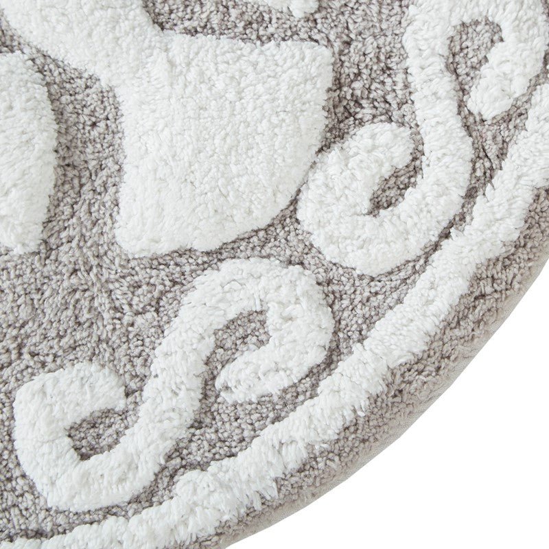 Casablanca Medallion Cotton Tufted Bath Rug - Taupe Medallion Bath Rugs - Quahog Bay Bedding