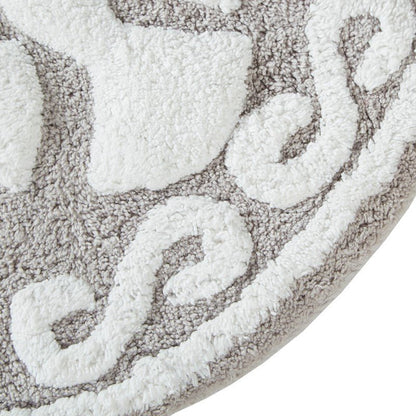 Casablanca Medallion Cotton Tufted Bath Rug - Taupe Medallion Bath Rugs - Quahog Bay Bedding