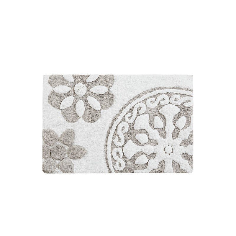 Casablanca Medallion Cotton Tufted Bath Rug - Taupe Medallion Bath Rugs - Quahog Bay Bedding