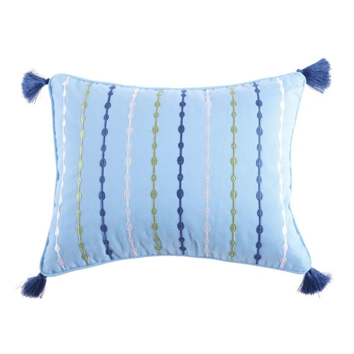 Catalina Embroidered Tassel Pillow - Ocean Themed Pillows - Quahog Bay Bedding