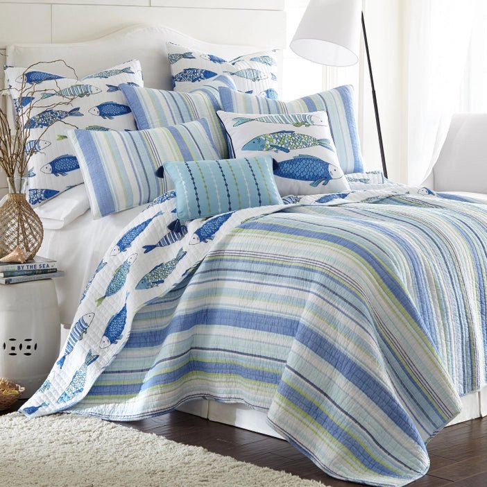 Catalina Fish Euro Sham Set of 2 - Coastal Throw Pillows - Quahog Bay Bedding