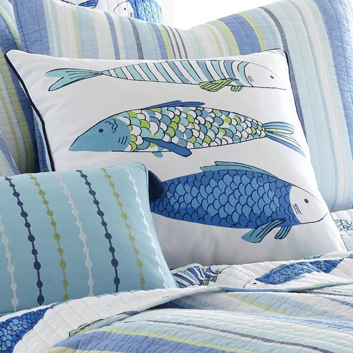 Catalina Fish Printed Pillow - Fish Themed Bedding - Quahog Bay Bedding