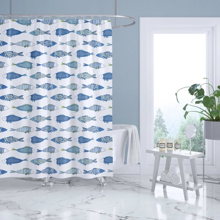 Catalina Fish Shower Curtain - Coastal Shower Curtains - Quahog Bay Bedding