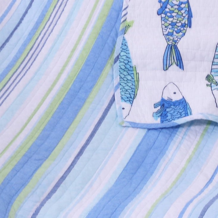 Catalina Quilted Throw Blanket - Nautical Themed Throw Blankets - Quahog Bay Bedding