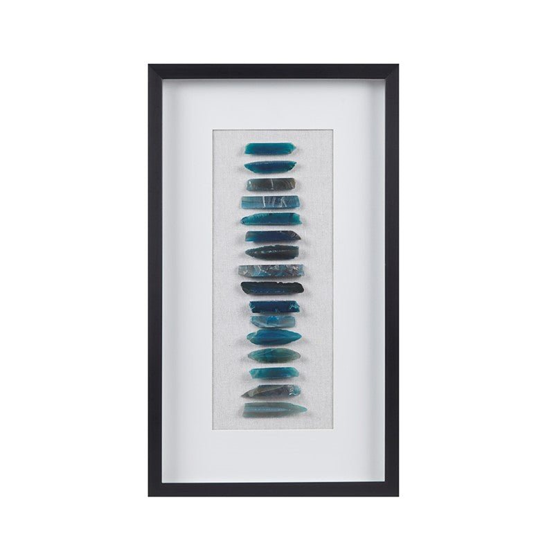 Cerulean Stones Framed Blue Agate Shadowbox - Coastal Wall Decor - Quahog Bay Bedding