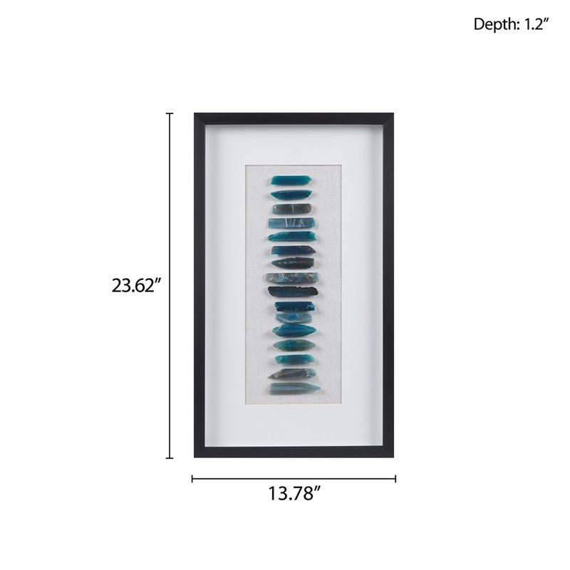 Cerulean Stones Framed Blue Agate Shadowbox - Coastal Wall Decor - Quahog Bay Bedding