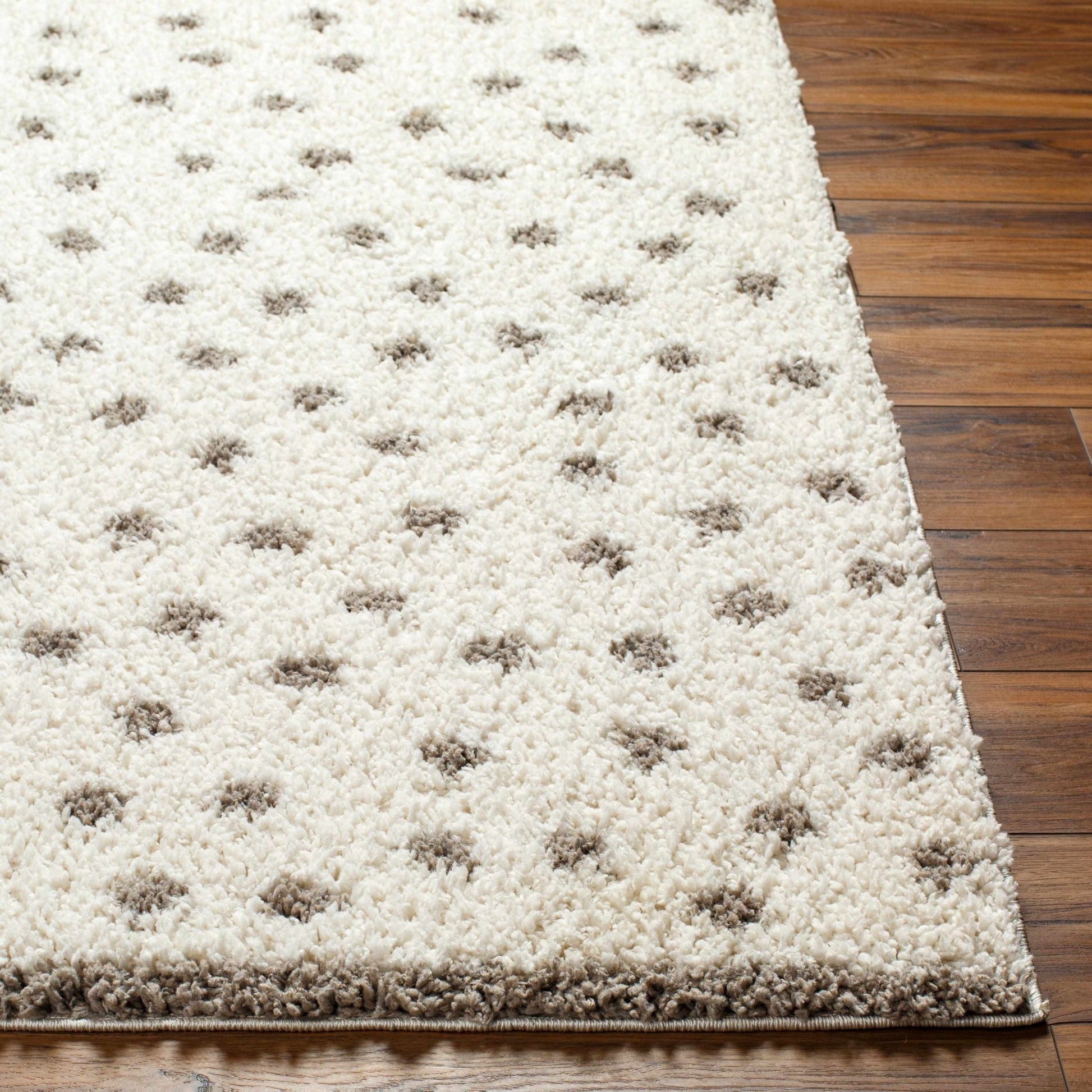Chaia Dotted Cream & Gray Plush Rug - Quahog Bay Bedding