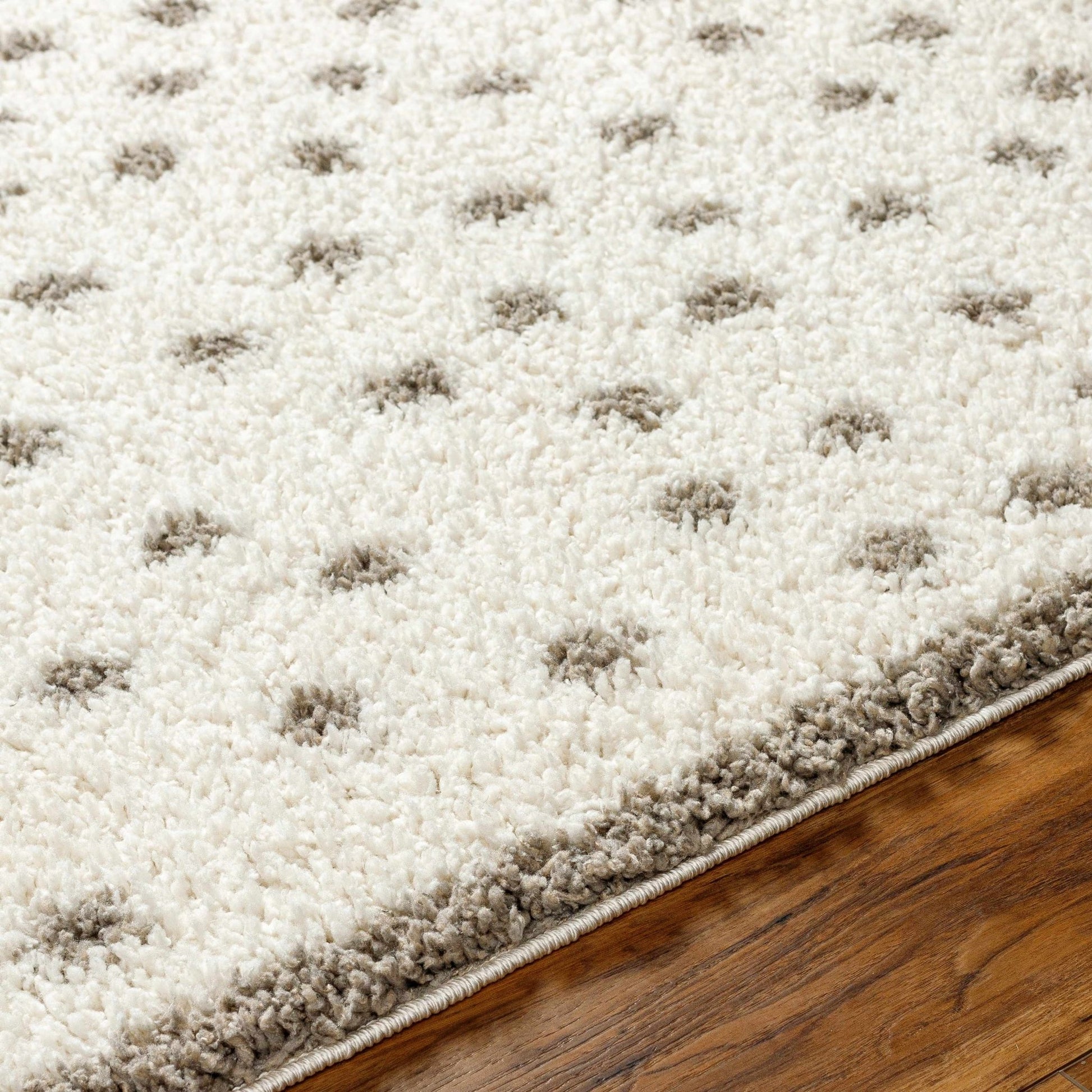 Chaia Dotted Cream & Gray Plush Rug - Quahog Bay Bedding