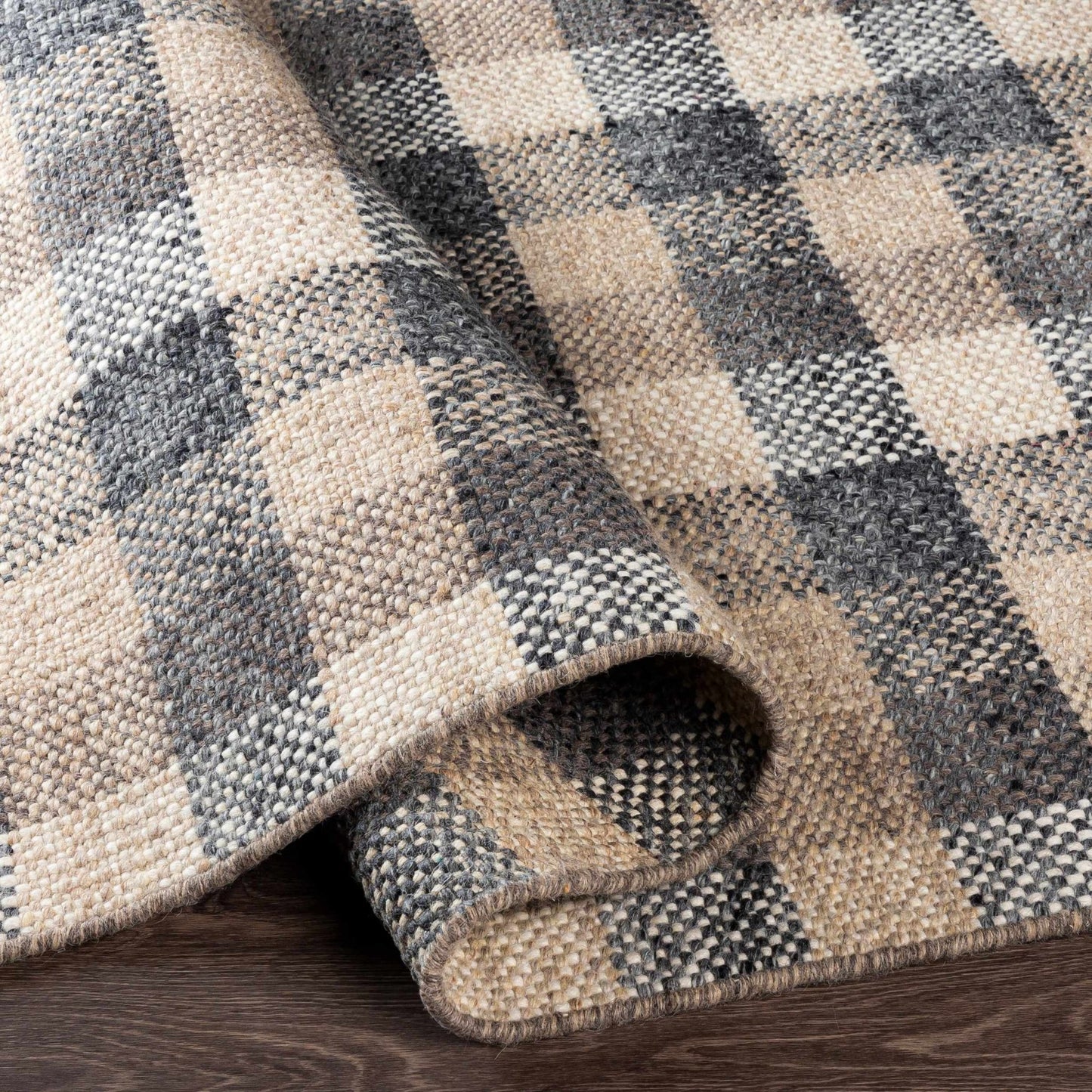 Chilliwack Gray Plaid Wool Rug - Quahog Bay Bedding