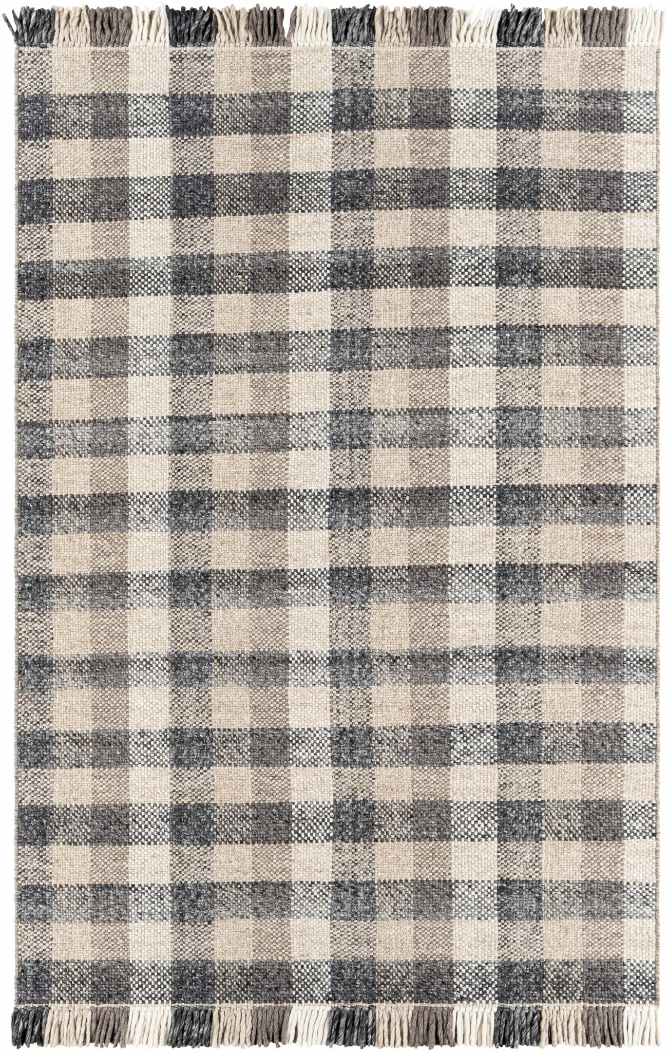 Chilliwack Gray Plaid Wool Rug - Quahog Bay Bedding
