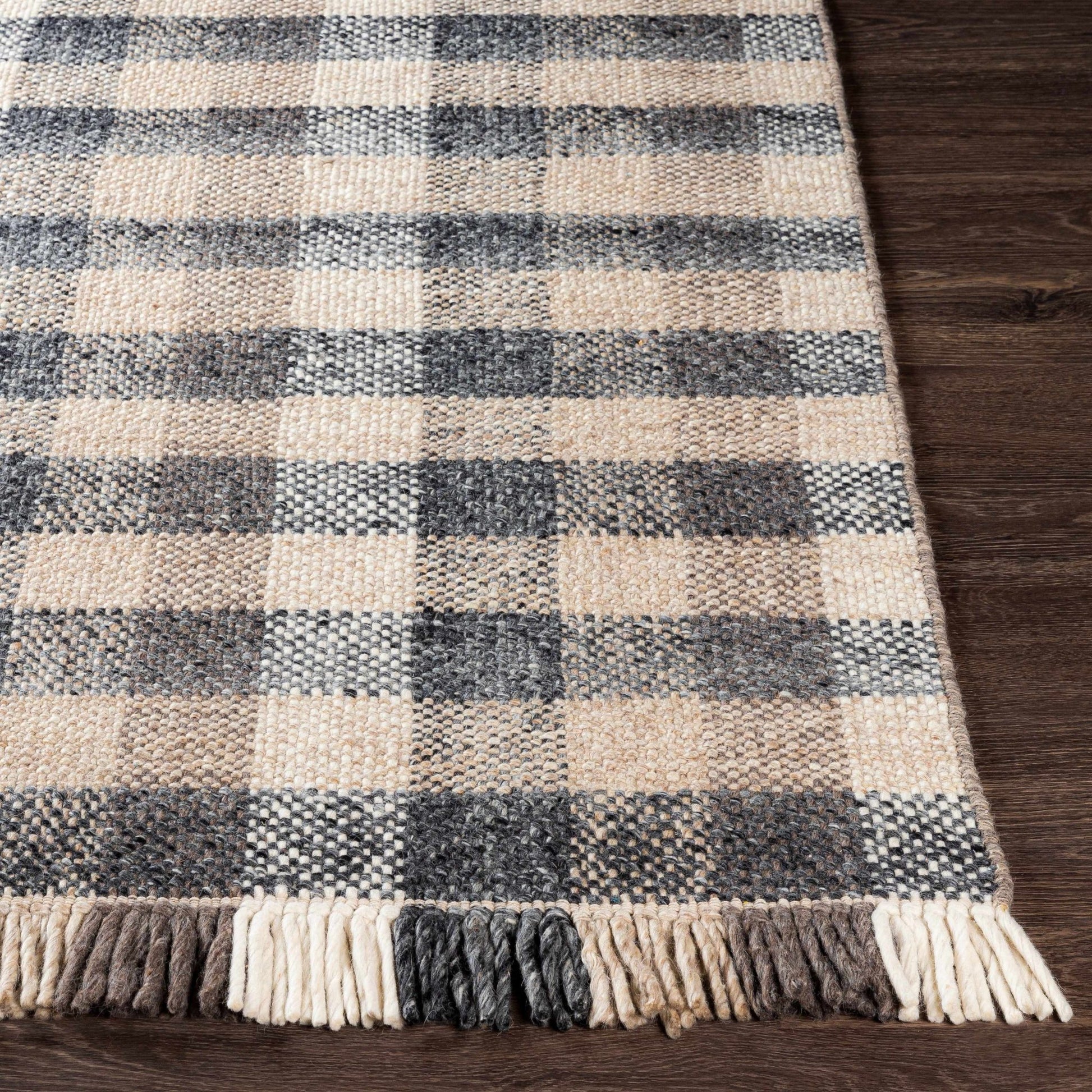 Chilliwack Gray Plaid Wool Rug - Quahog Bay Bedding