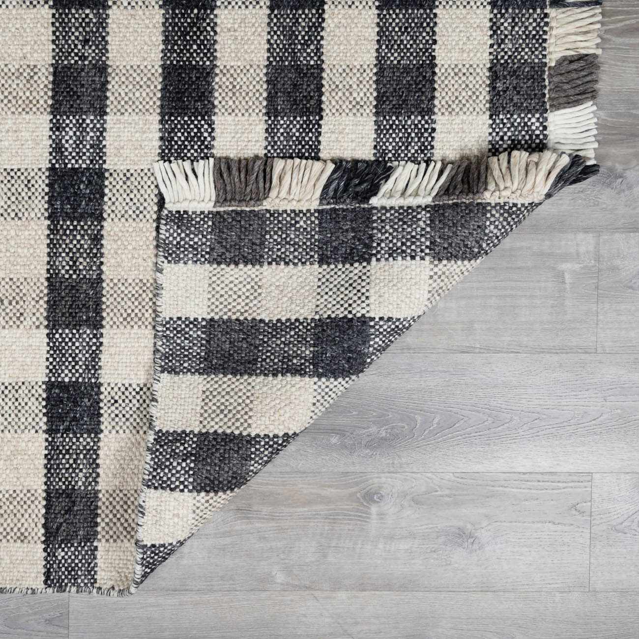 Chilliwack Gray Plaid Wool Rug - Quahog Bay Bedding