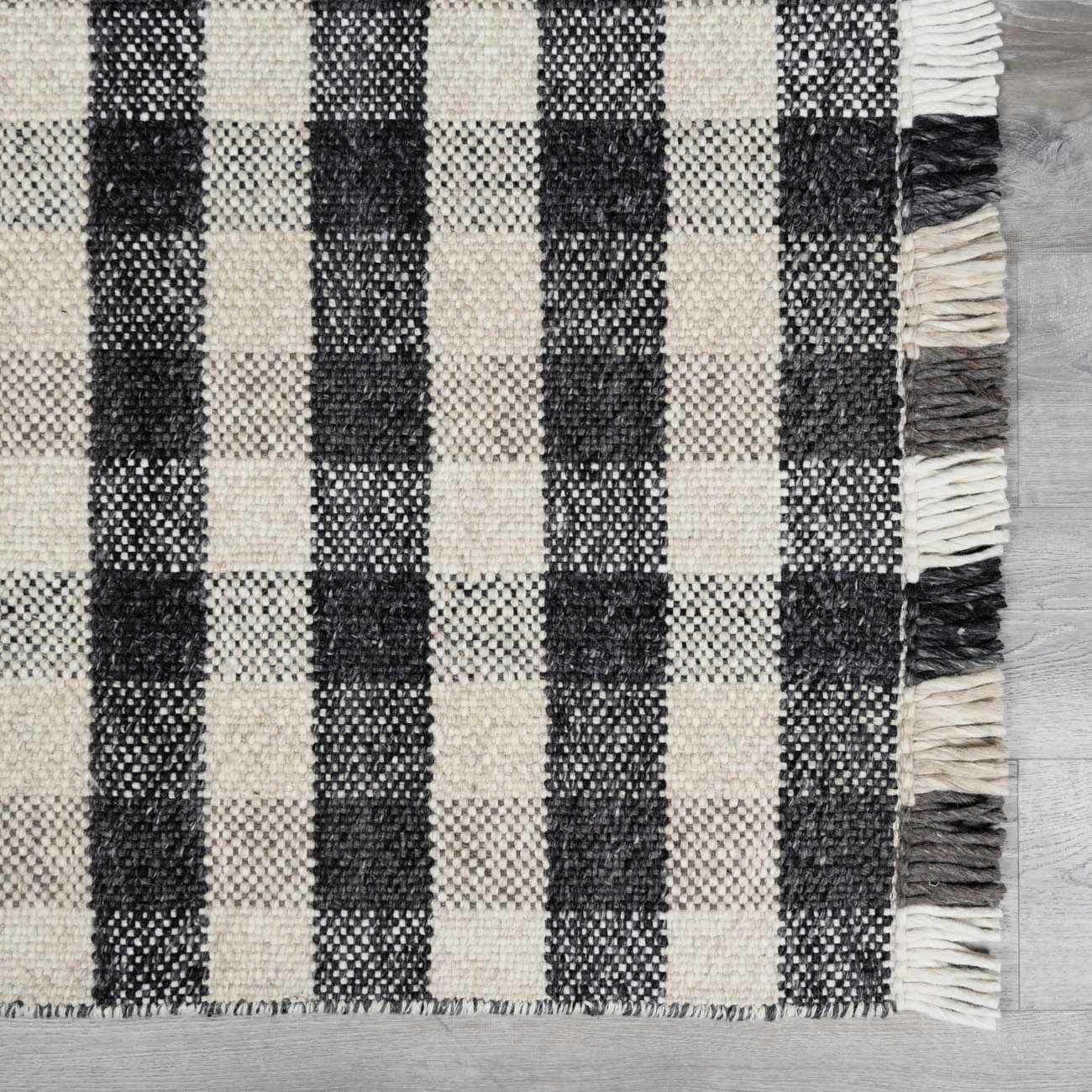 Chilliwack Gray Plaid Wool Rug - Quahog Bay Bedding