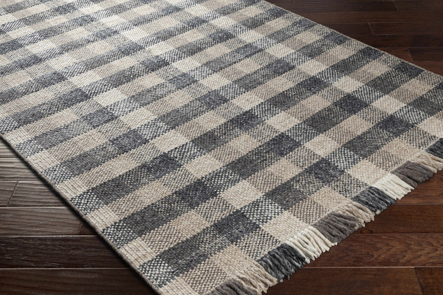 Chilliwack Gray Plaid Wool Rug - Quahog Bay Bedding