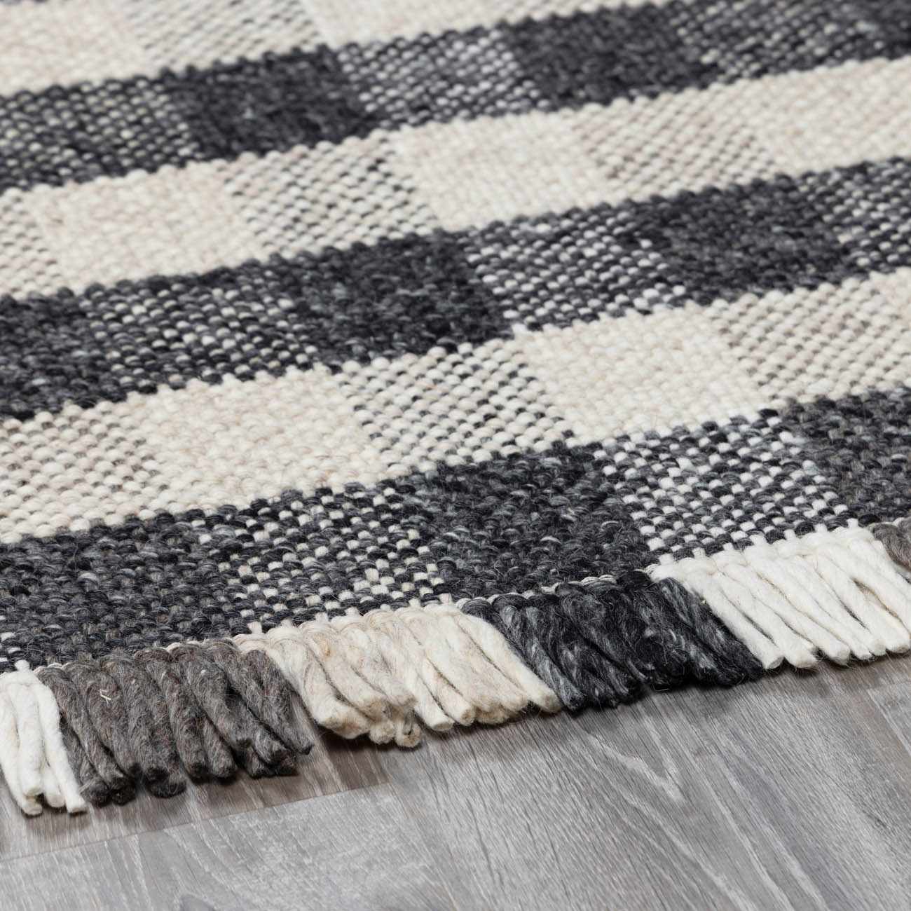 Chilliwack Gray Plaid Wool Rug - Quahog Bay Bedding