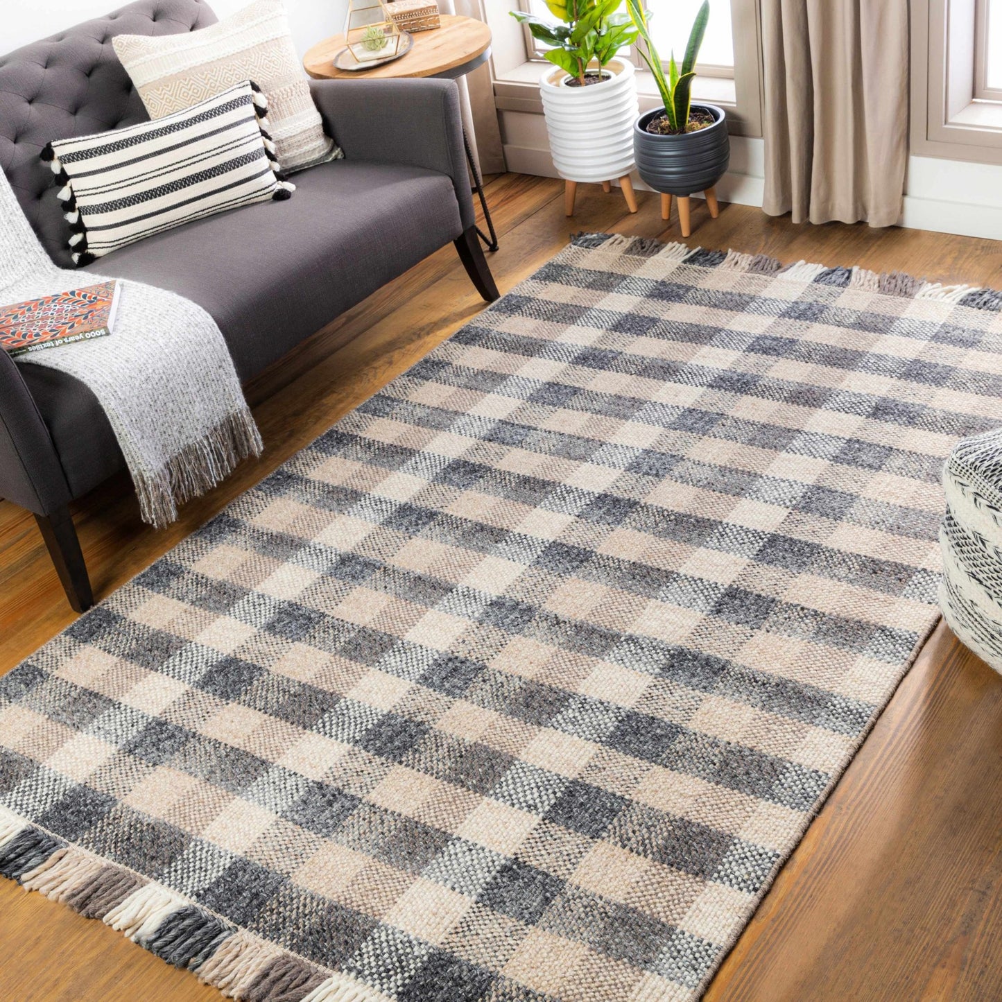 Chilliwack Gray Plaid Wool Rug - Quahog Bay Bedding