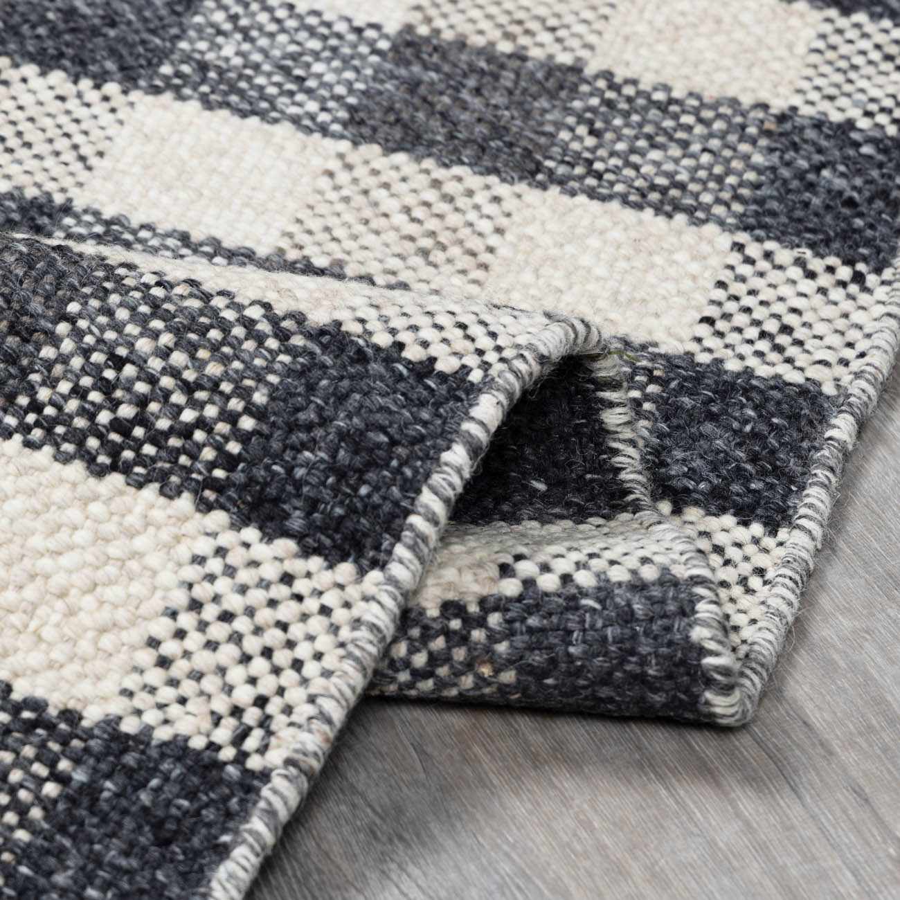 Chilliwack Gray Plaid Wool Rug - Quahog Bay Bedding