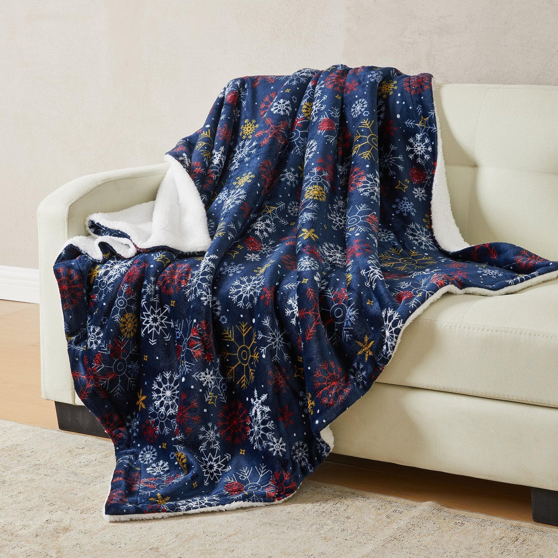 Christmas Sherpa Throw Blanket - Festive Christmas Themed Bedding - Quahog Bay Bedding