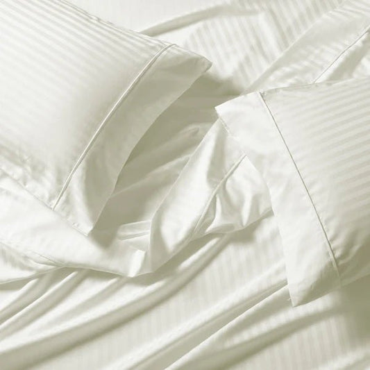 CinchFit American Made Split Top King Sheets - No Tear 600TC Cotton Stripe Cord Elastic Sheets - Quahog Bay Bedding