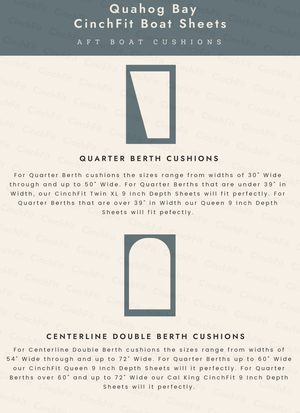 CinchFit American Made Universal V Berth Sheets 600TC 100% Cotton Cord Elastic Sheets - Quahog Bay Bedding