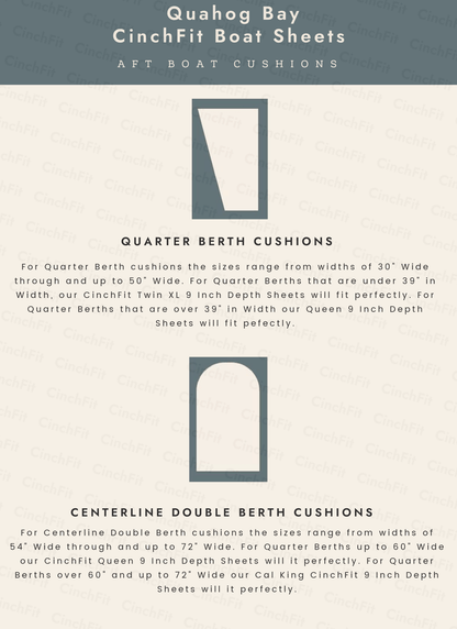 CinchFit American Made Universal V Berth Sheets 600TC 100% Cotton Cord Elastic Sheets - Quahog Bay Bedding