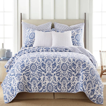 Clara Blue Quilt Set - Classic Blue And White Coastal Bedding - Quahog Bay Bedding
