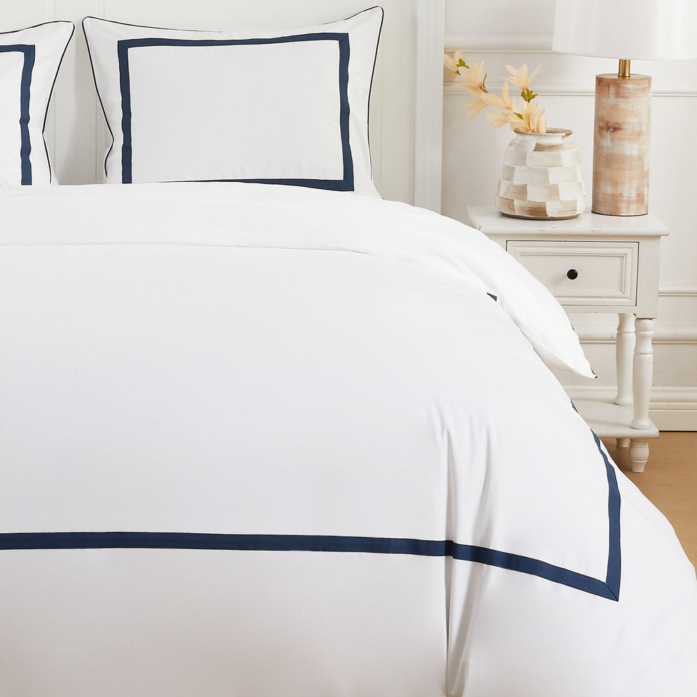 Classic Double Border Percale Cotton Duvet Set - Quahog Bay Bedding
