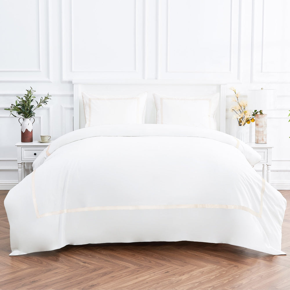 Classic Double Border Percale Cotton Duvet Set - Quahog Bay Bedding