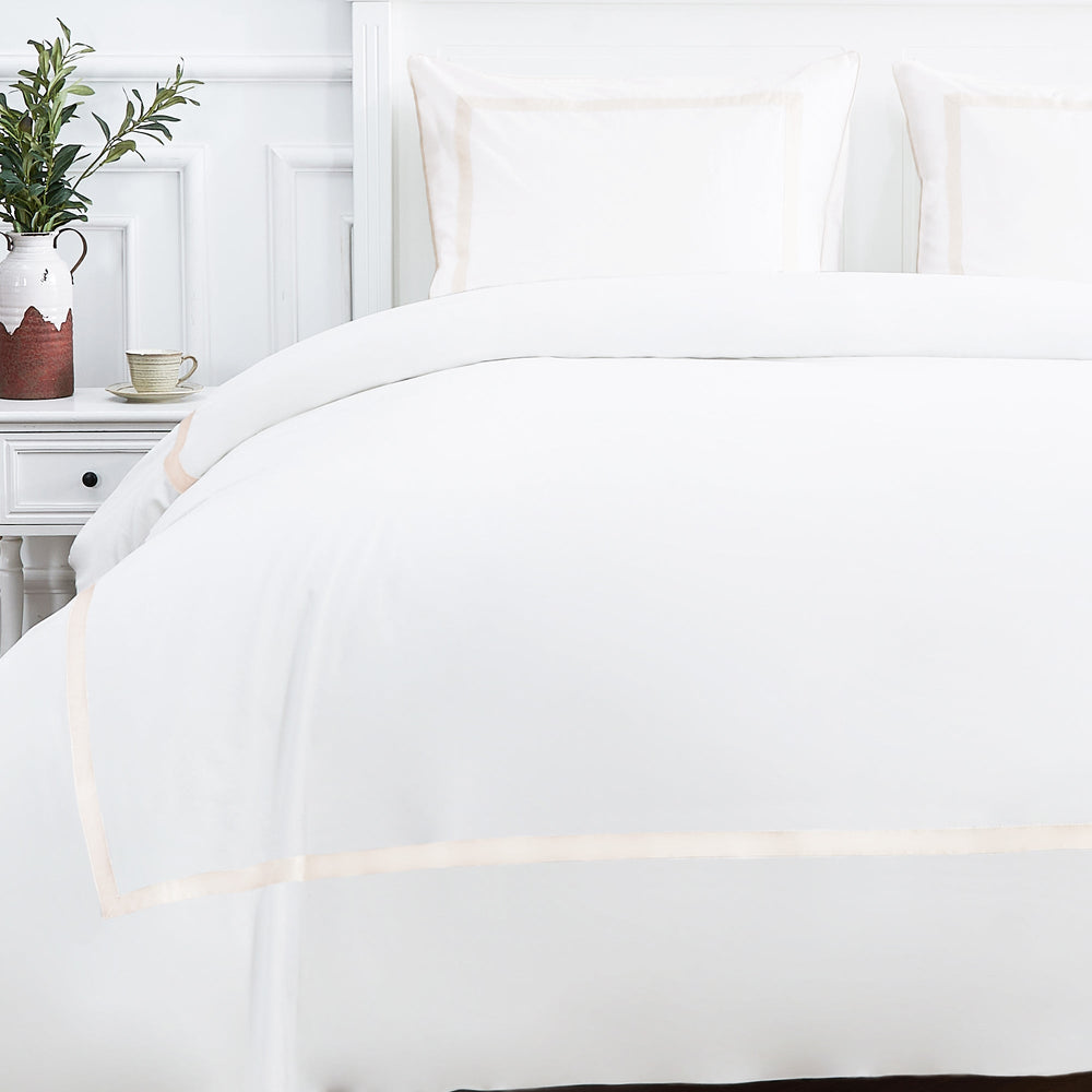 Classic Double Border Percale Cotton Duvet Set - Quahog Bay Bedding