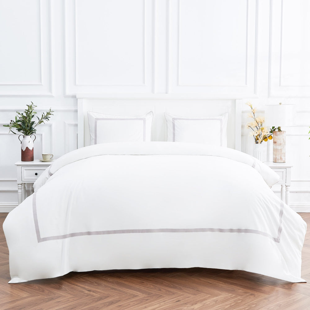 Classic Double Border Percale Cotton Duvet Set - Quahog Bay Bedding