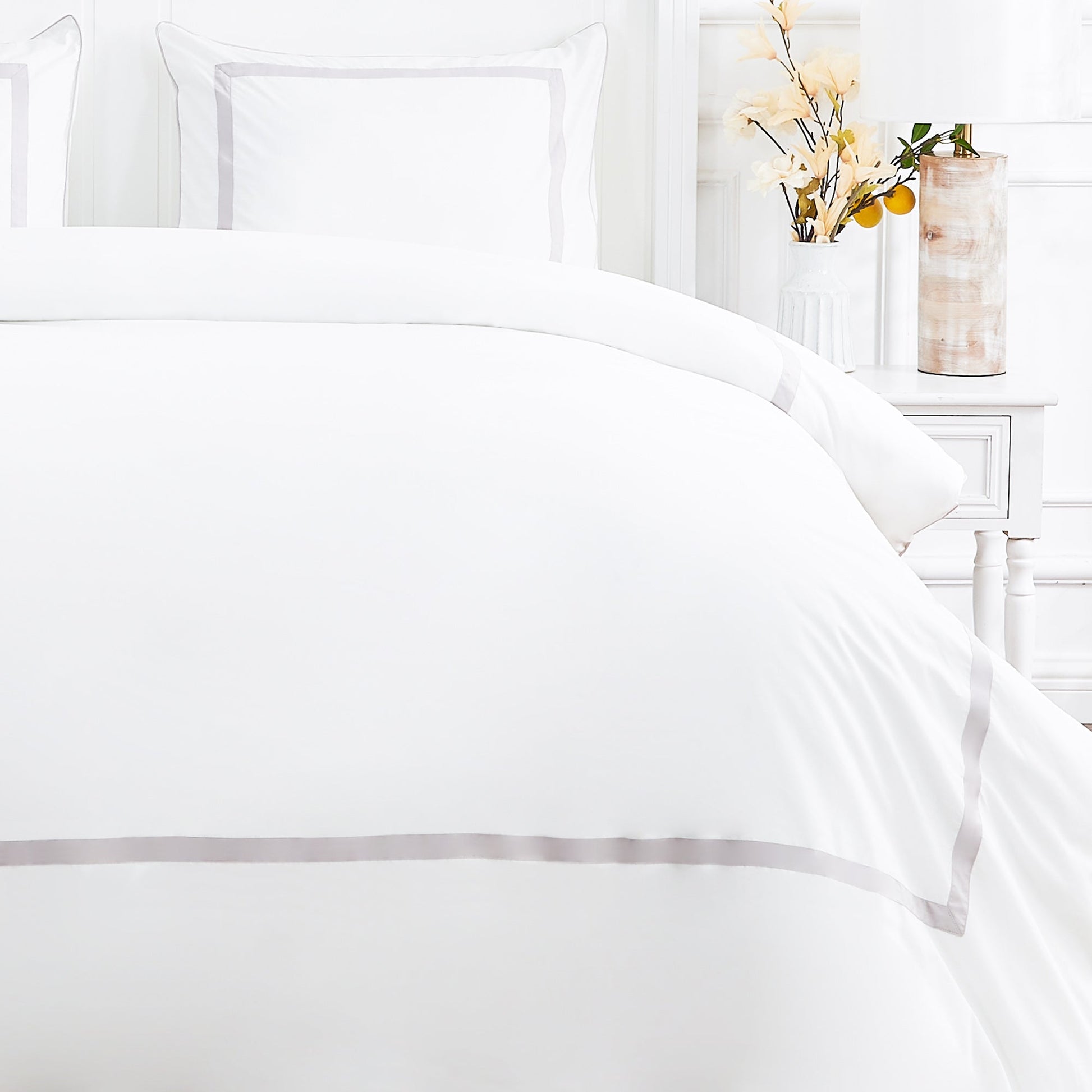 Classic Double Border Percale Cotton Duvet Set - Quahog Bay Bedding