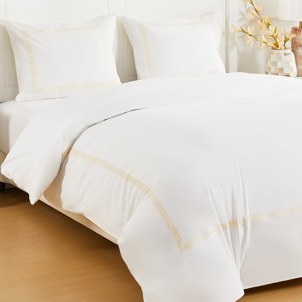 Classic Double Border Percale Cotton Duvet Set - Quahog Bay Bedding
