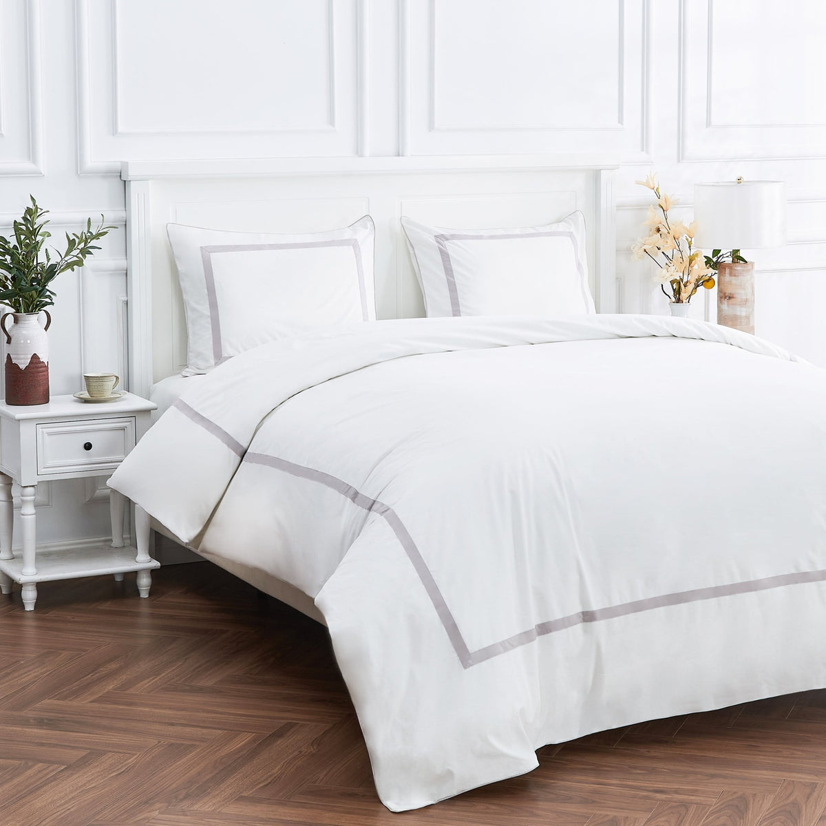 Classic Double Border Percale Cotton Duvet Set - Quahog Bay Bedding