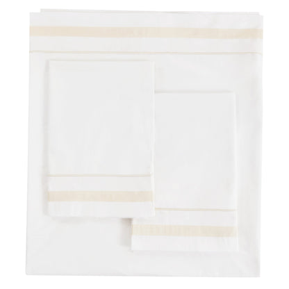 Classic Double Border Percale Cotton Sheet Set - Quahog Bay Bedding