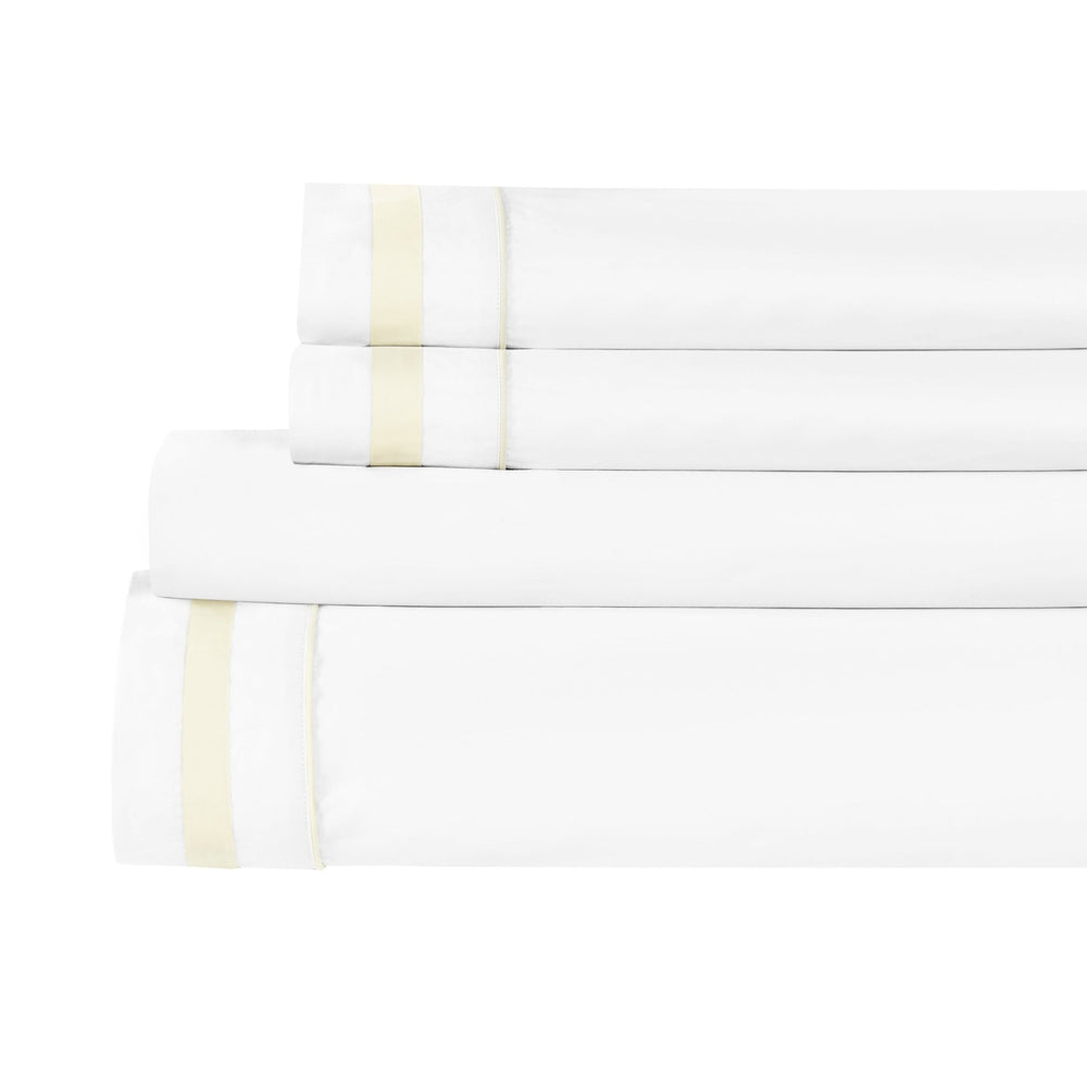 Classic Double Border Percale Cotton Sheet Set - Quahog Bay Bedding