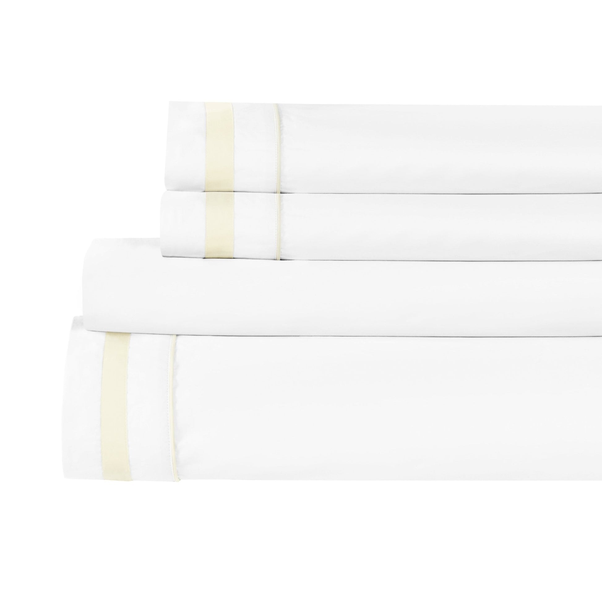 Classic Double Border Percale Cotton Sheet Set - Quahog Bay Bedding