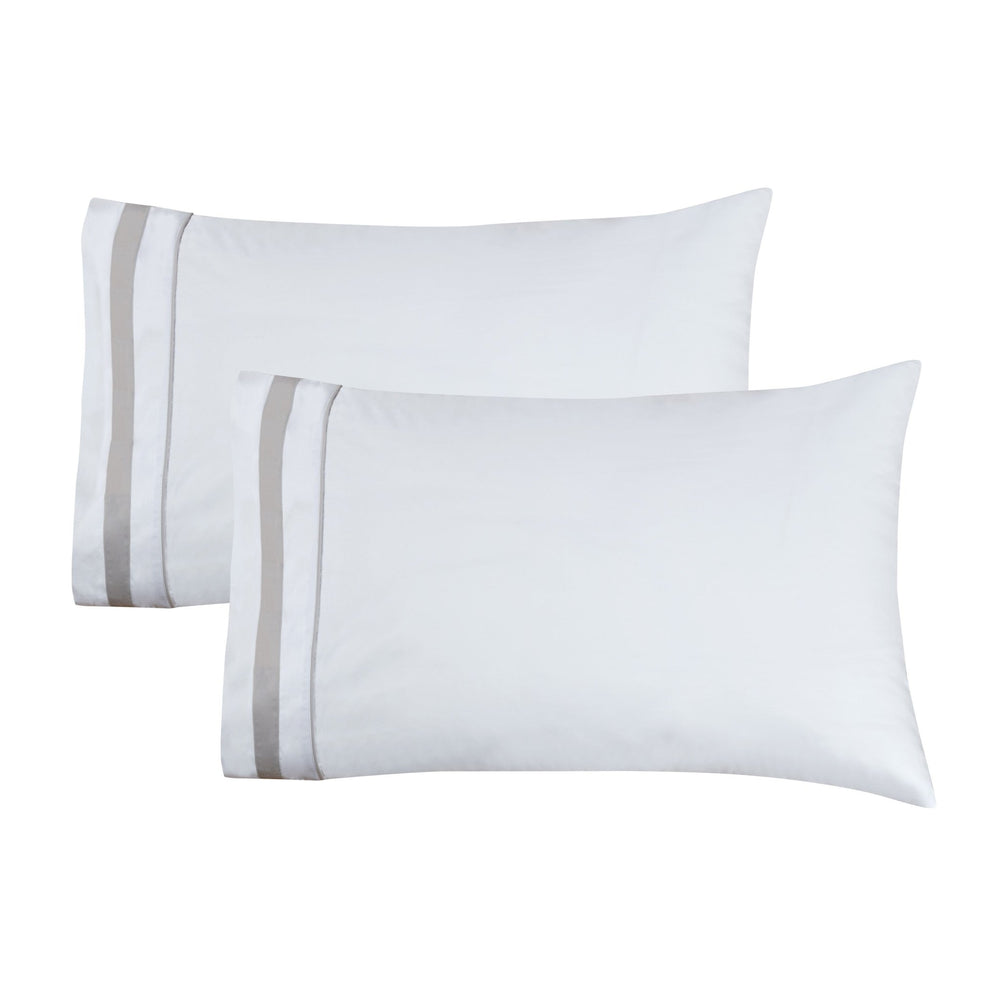 Classic Double Border Percale Cotton Sheet Set - Quahog Bay Bedding