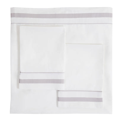 Classic Double Border Percale Cotton Sheet Set - Quahog Bay Bedding