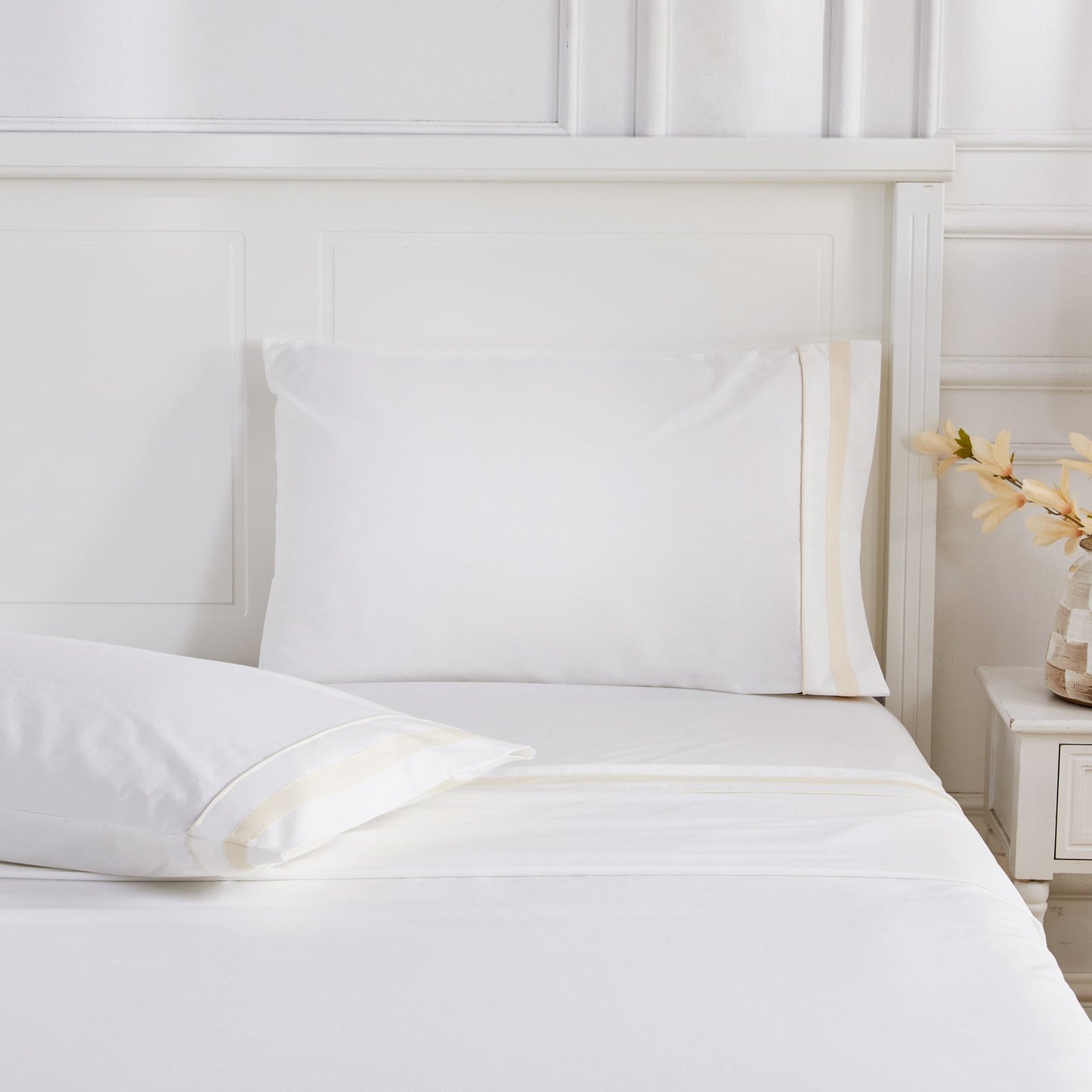 Classic Double Border Percale Cotton Sheet Set - Quahog Bay Bedding