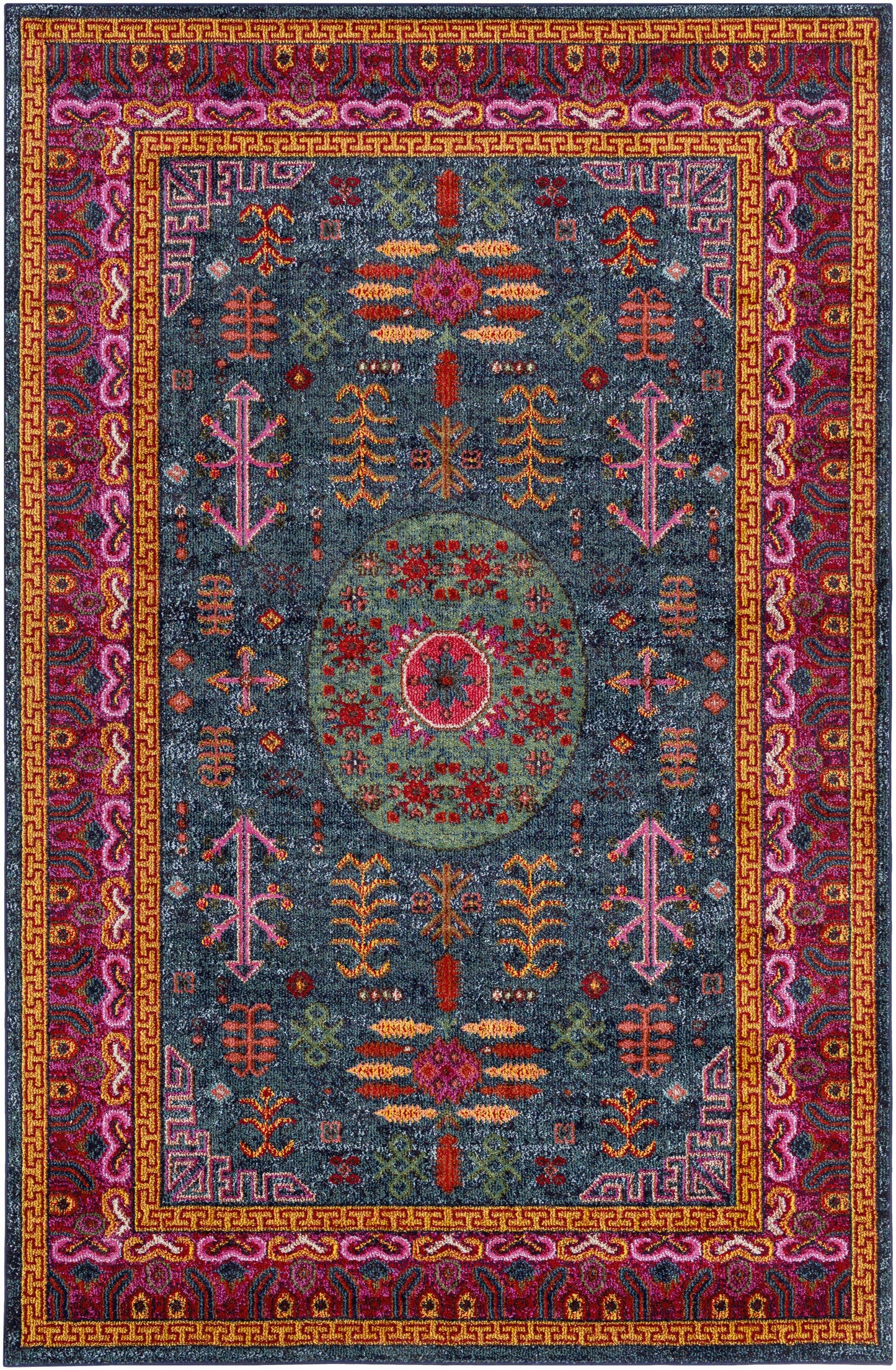 Cleveland Colorful Traditional Area Rug - Teal, Aqua, Navy