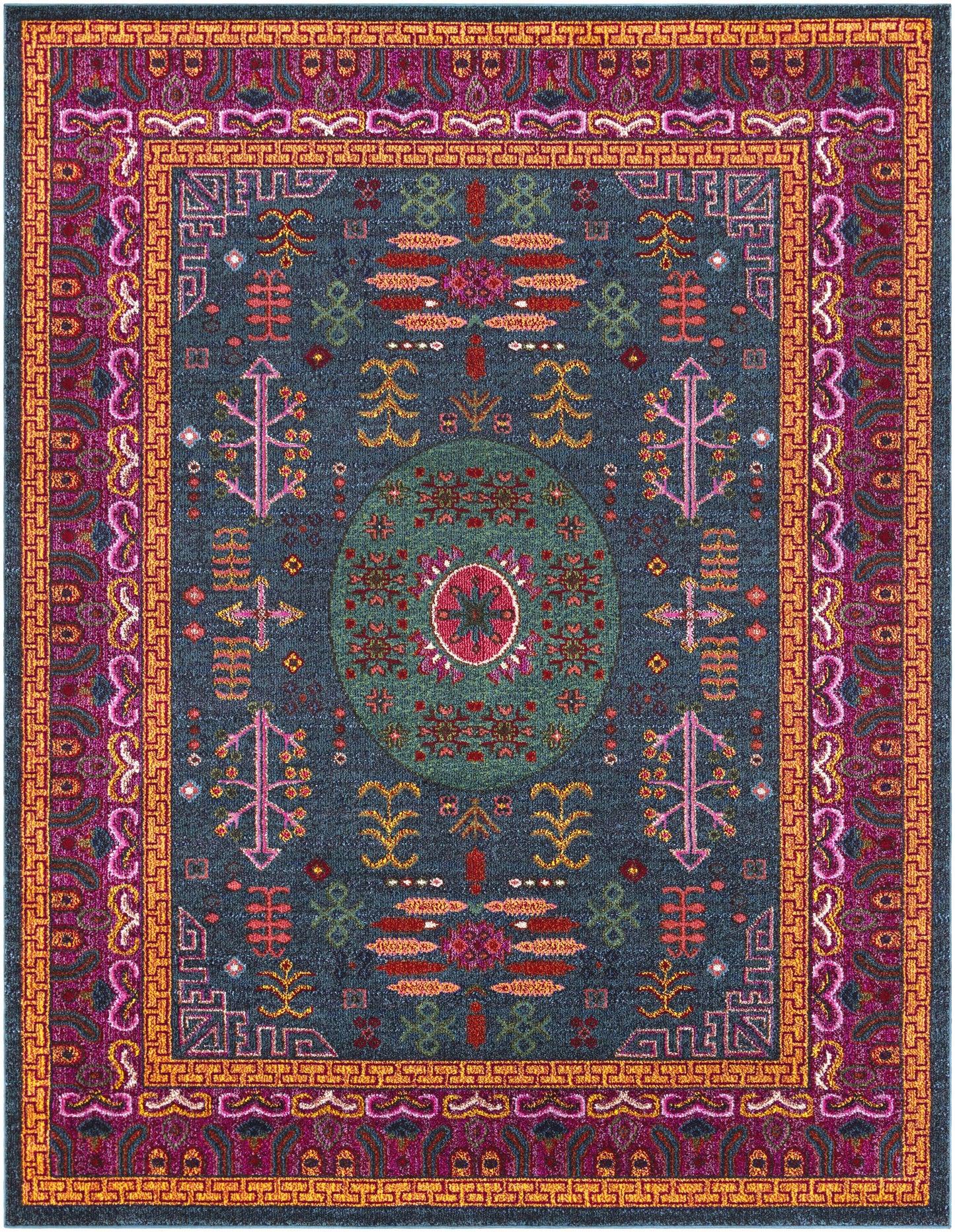 Cleveland Colorful Traditional Area Rug - Teal, Aqua, Navy