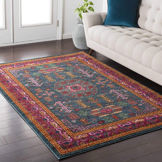 Cleveland Colorful Traditional Area Rug - Teal, Aqua, Navy