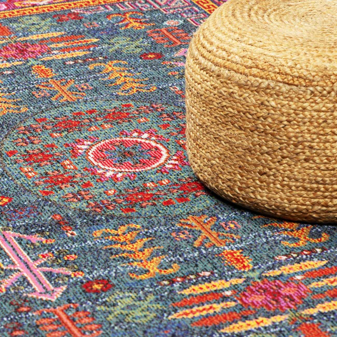 Cleveland Colorful Traditional Area Rug - Teal, Aqua, Navy - Quahog Bay Bedding