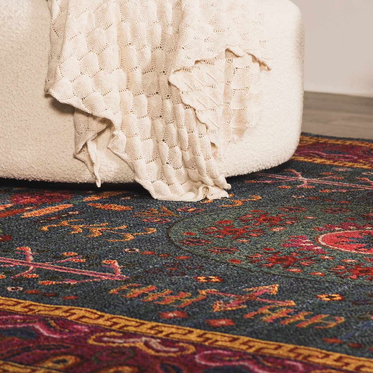 Cleveland Colorful Traditional Area Rug - Teal, Aqua, Navy - Quahog Bay Bedding