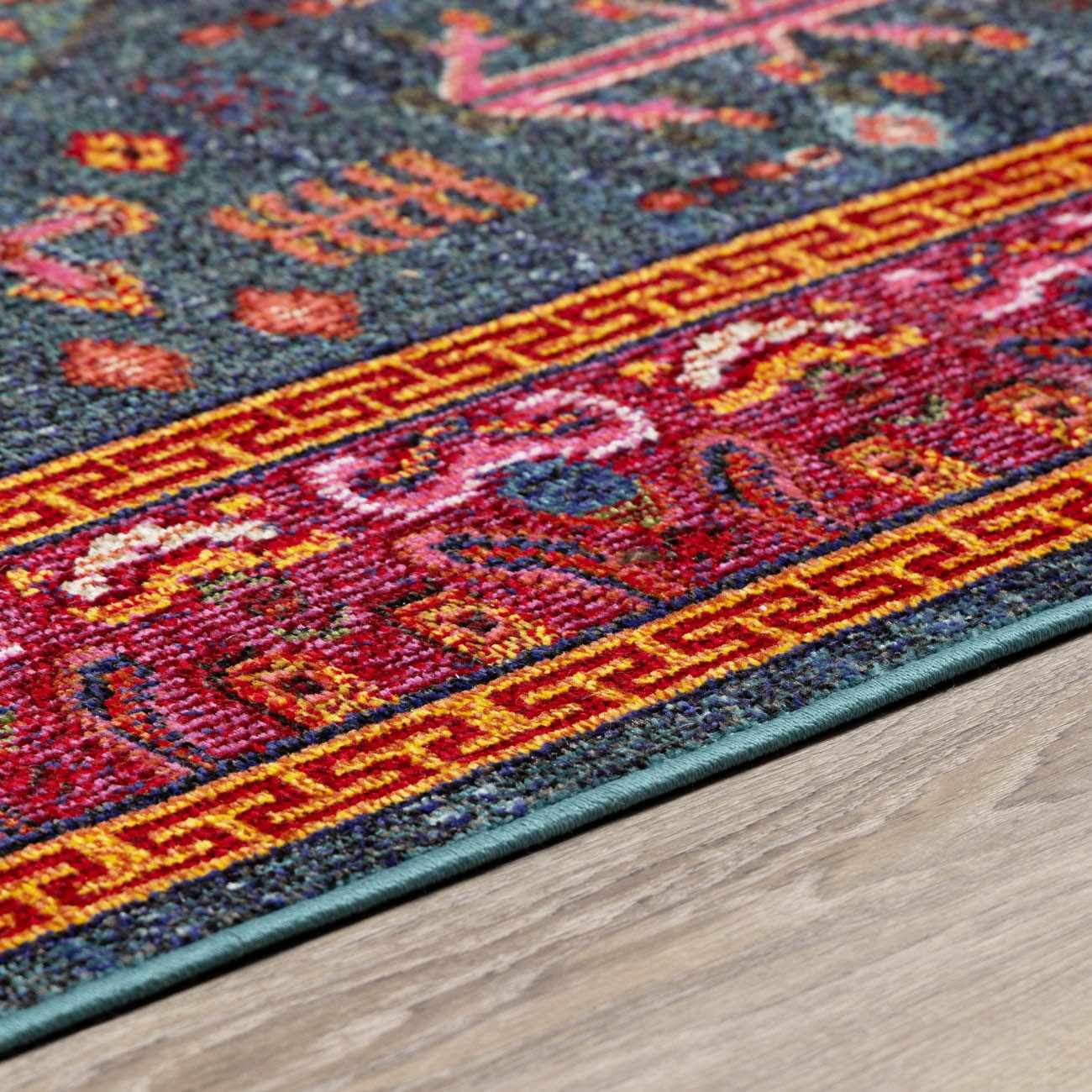Cleveland Colorful Traditional Area Rug - Teal, Aqua, Navy - Quahog Bay Bedding