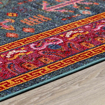 Cleveland Colorful Traditional Area Rug - Teal, Aqua, Navy - Quahog Bay Bedding