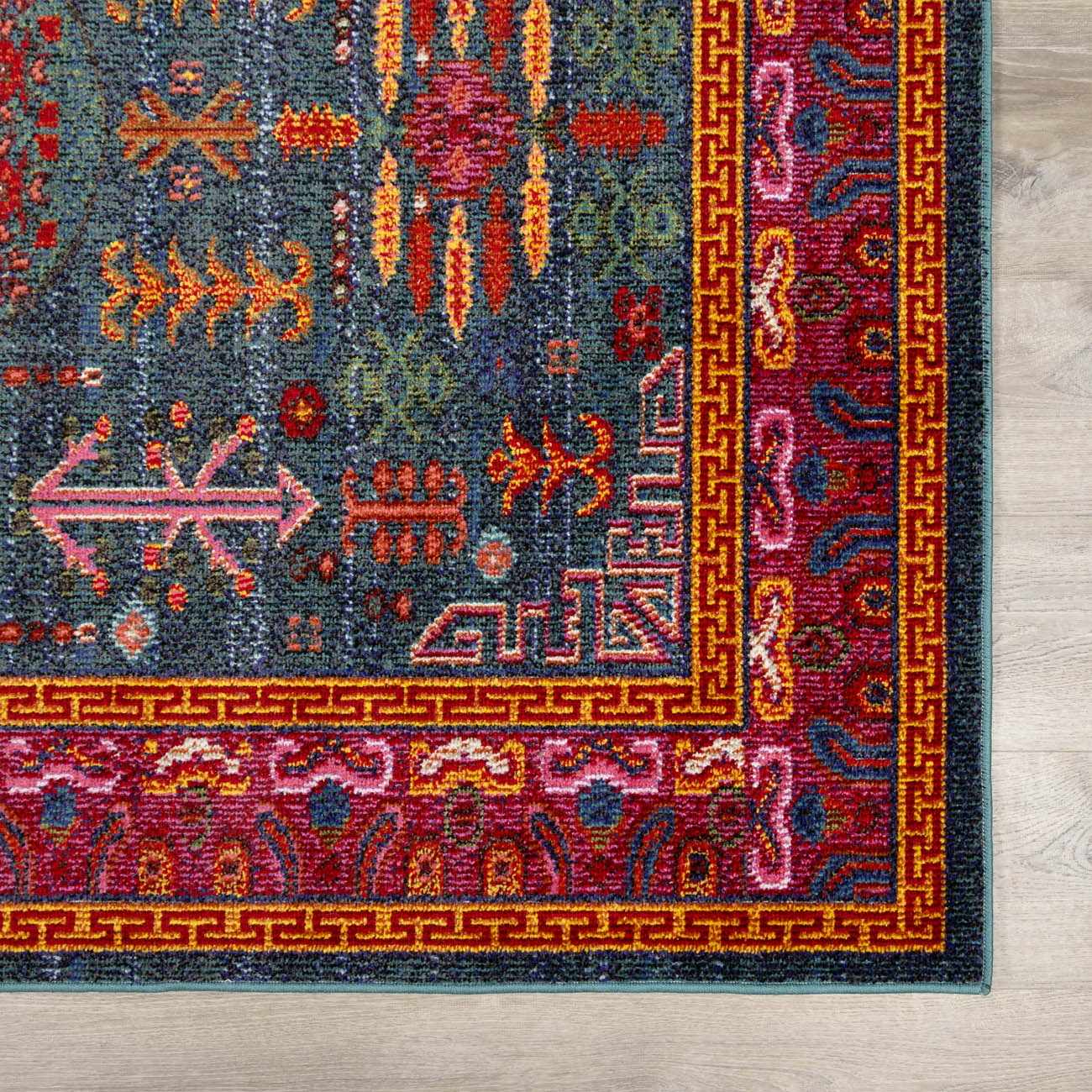 Cleveland Colorful Traditional Area Rug - Teal, Aqua, Navy - Quahog Bay Bedding