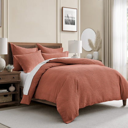 Cloud Waffle 100% Cotton Duvet Cover Set 3PC - Adobe - Quahog Bay Bedding