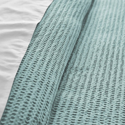 Cloud Waffle 100% Cotton Duvet Cover Set 3PC - Blue Haze - Quahog Bay Bedding